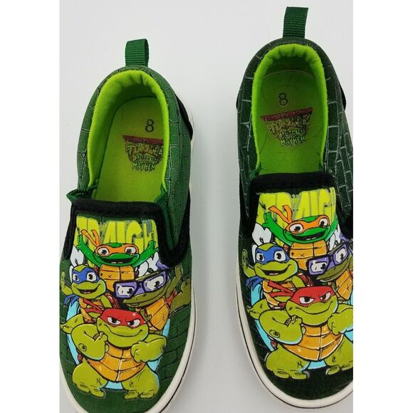 Teenage Mutant Ninja Turtles Boys Size 8 Canvas Graphic‎ Slip On Shoes - Picture 7 of 8